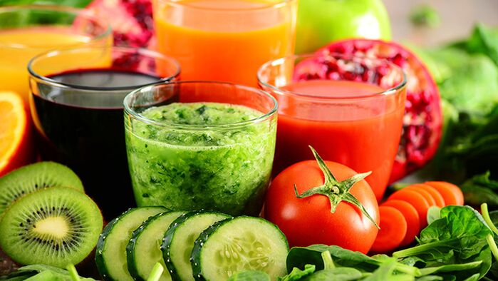 Bebidas de froitas e verduras ao beber dieta